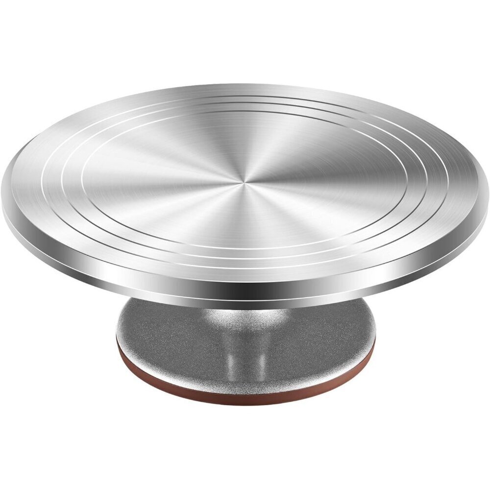 Rotating Cake Stand 12 Inch Aluminum Turntable Silver